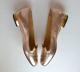 Charlotte Olympia Kitty Flats Rose Gold Leather new in box