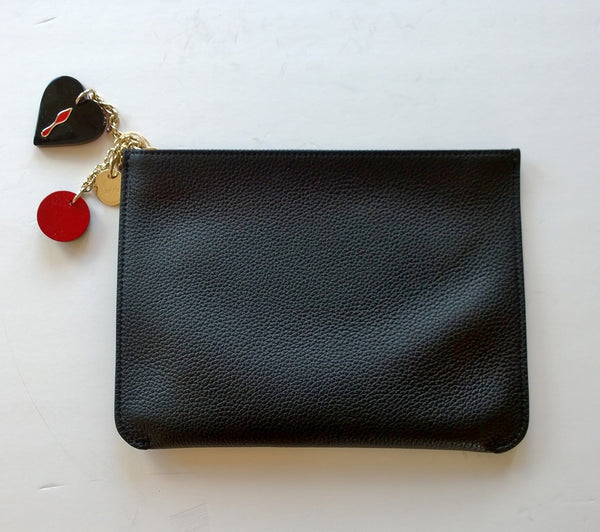 Christian Louboutin Loubicute Clutch Bag in Black Leather with Charms