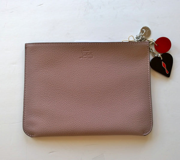 Christian Louboutin Loubicute Clutch Bag with Charms in Poudre