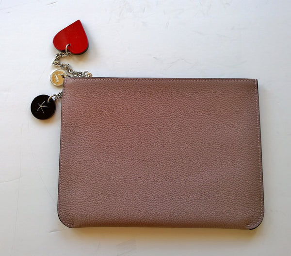 Christian Louboutin Loubicute Clutch Bag with Charms in Poudre