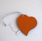 Hermès Petit H Large Heart Charm in Red and Orange with Pastel Blue and Pink Silk Cord