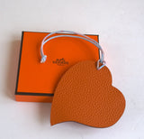 Hermès Petit H Large Heart Charm in Red and Orange with Pastel Blue and Pink Silk Cord