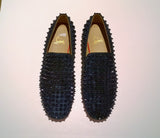 Christian Louboutin Rollerboy Spikes Dark Blue Suede Loafers navy shoes Dandelion