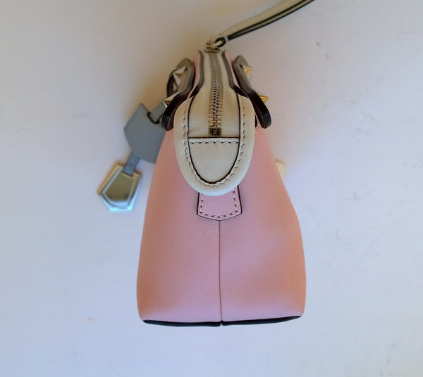 Fendi By The Way Boston Baby Bag in Pink Leather with crossbody strap purse
