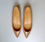 Christian Louboutin Spikyshell Spikes Flats in Shell Pink Suede
