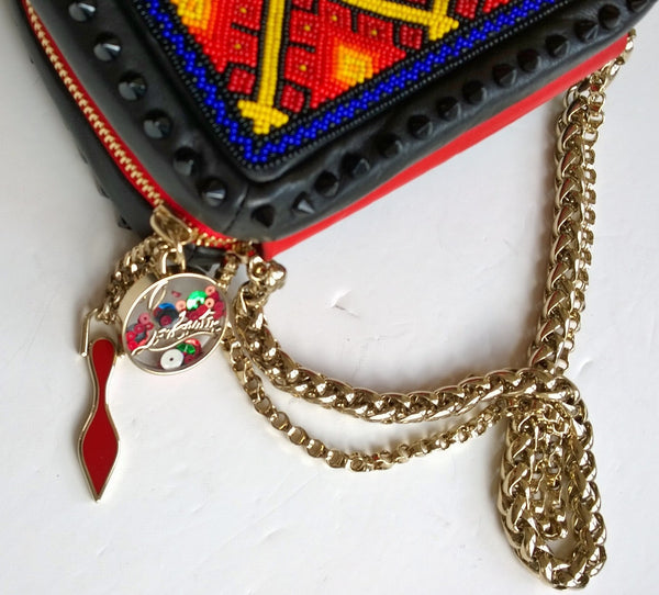 Christian Louboutin Piloutin Tipiho Beaded Bag Red Beads and Blue