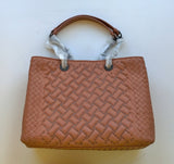 Bottega Veneta Studs Woven Chain Handle Handbag Tote Bag Terra Cotta