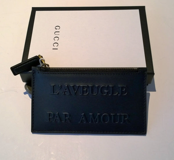 Gucci Amour Card Case with zipper in Black Leather