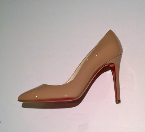 Christian Louboutin Pigalle 100 Beige Nude Patent Heels