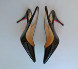 Christian Louboutin Clare 80 Black Patent Slingback Heels new shoes