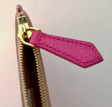 Fendi Qutweet Pink Leather Coin Purse Card Case with Keychain