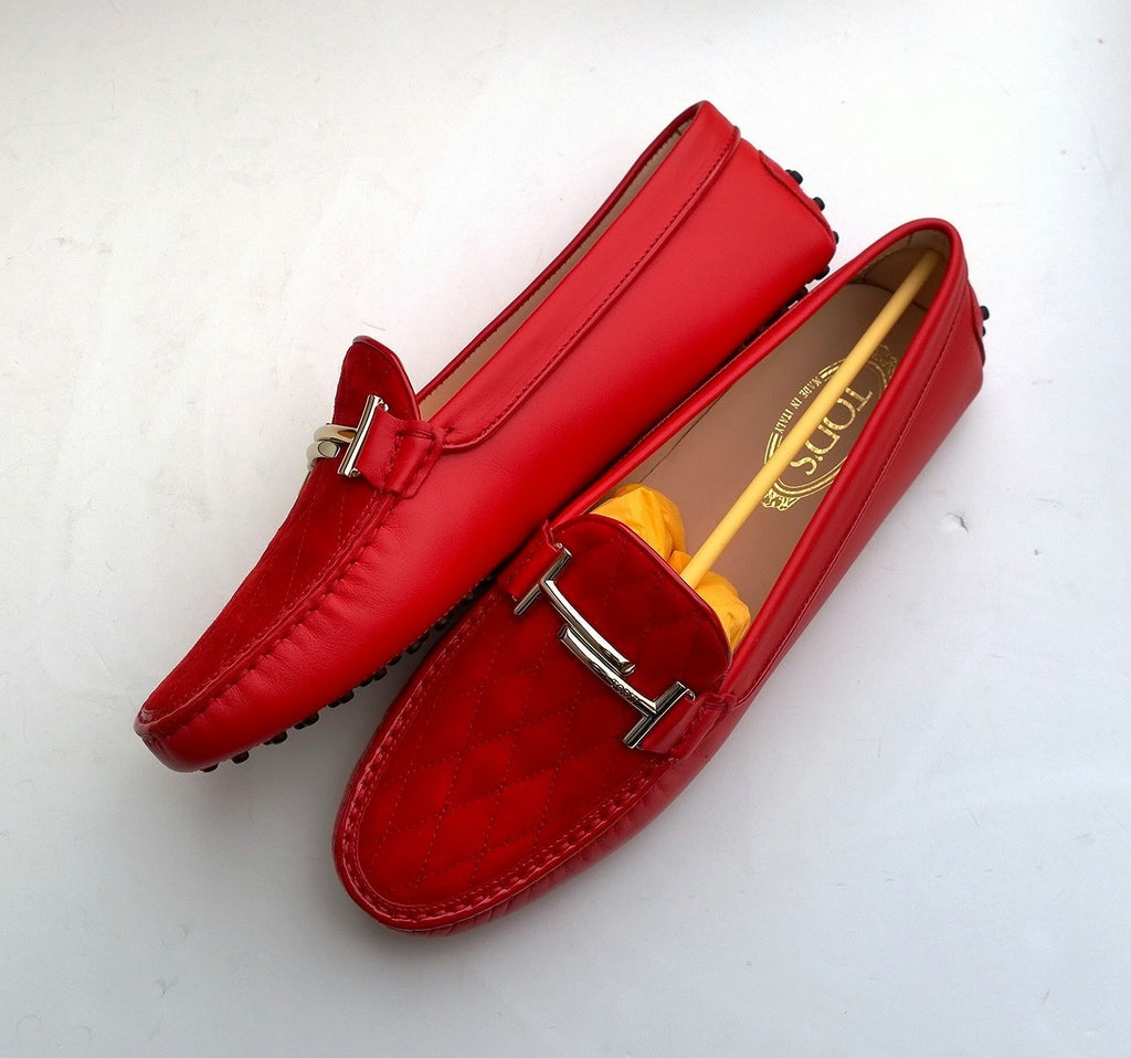 Tod#39;s chain-detail leather loafers - Red