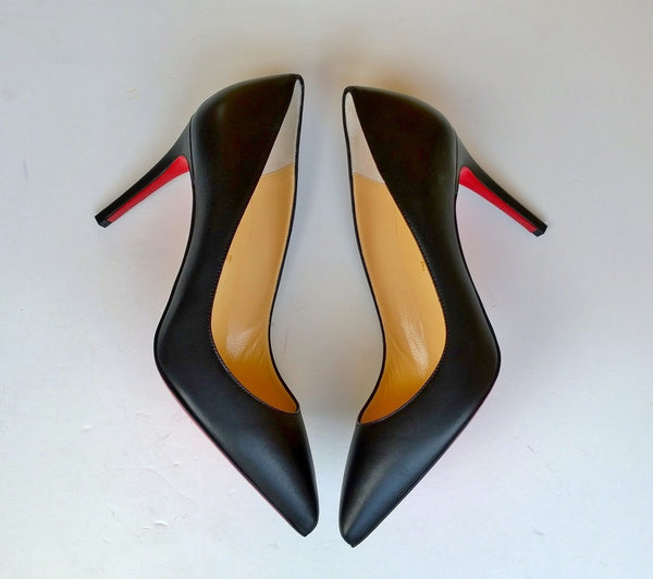 Christian Louboutin Pigalle 85 Black Leather Heels new in box shoes