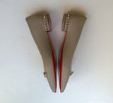 Christian Louboutin Hall Zarli Flats Silver Spikes new studs shoes Fungo Taupe Beige