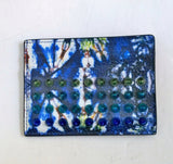 Christian Louboutin Kios Card Case Blue Tie Dye Leather Studs Wallet