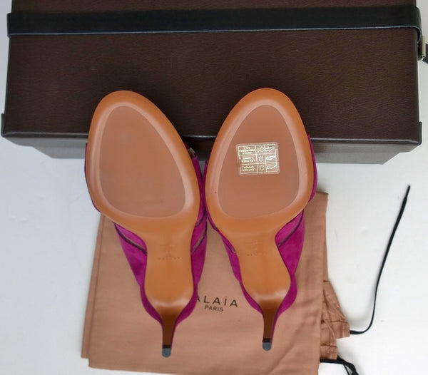 Alaia Bombe Purple Suede 70 Slides Sandals