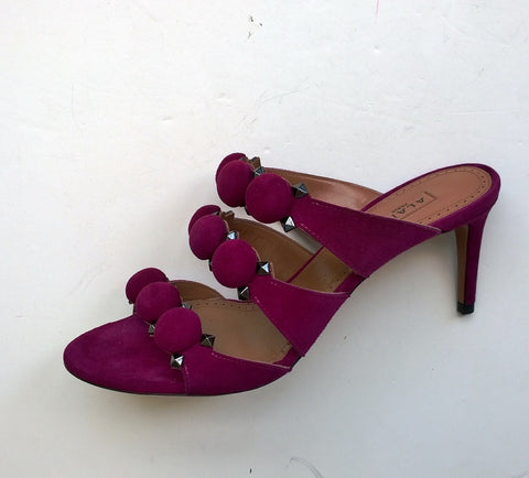 Alaia Bombe Purple Suede 70 Slides Sandals