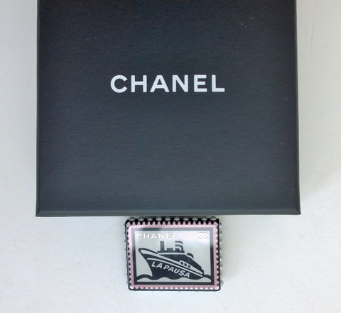 Chanel Yacht Cruise Resin Stamp Brooch Pin with Pearl Details Accessories