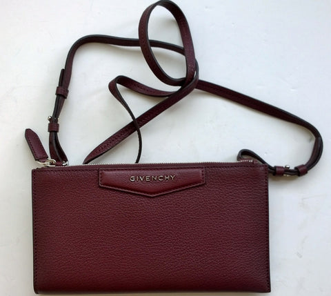 Givenchy Antigona Burgundy Leather Crossbody Clutch Wallet Oxblood Bag Pouch