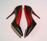 Christian Louboutin Kate 100 Black Leather Red Lining Heels