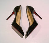 Christian Louboutin Kate 100 Black Patent Heels with red soles new in box