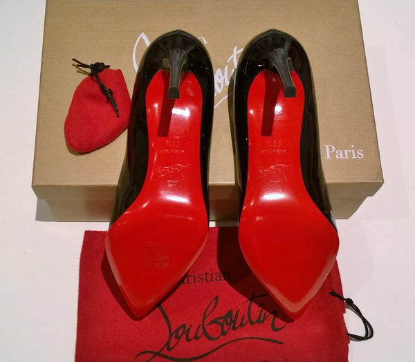 Christian Louboutin Pigalle 85 Black Patent Heels